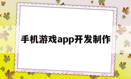 手机游戏app开发制作(手机游戏app开发制作软件)
