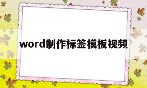 word制作标签模板视频(word制作标签模板视频教程)