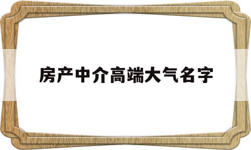 房产中介高端大气名字(房产中介高端大气名字有哪些)