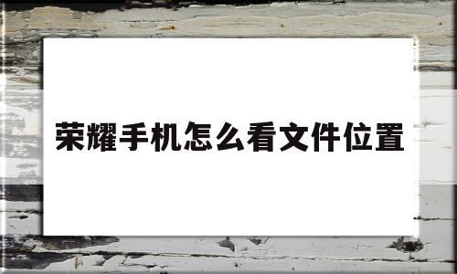 荣耀手机怎么看文件位置(荣耀手机怎么看文件位置信息)