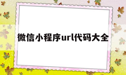 微信小程序url代码大全(微信小程序url代码大全下载)