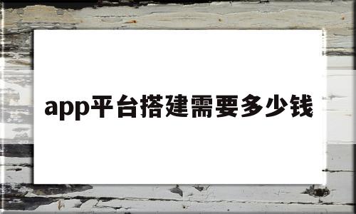 app平台搭建需要多少钱(搭建一个app平台要多少钱)