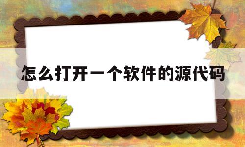 怎么打开一个软件的源代码(怎么打开一个软件的源代码功能)
