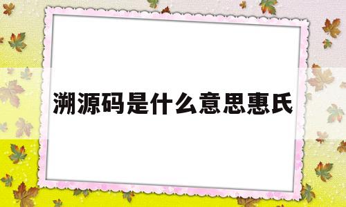 包含溯源码是什么意思惠氏的词条