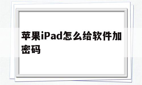 苹果iPad怎么给软件加密码(苹果ipad怎么给软件加密码保护)