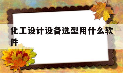 化工设计设备选型用什么软件(化工设计设备选型用什么软件好)