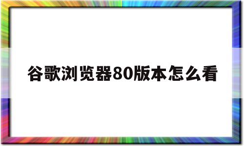 谷歌浏览器80版本怎么看(谷歌浏览器80版本怎么看网页)