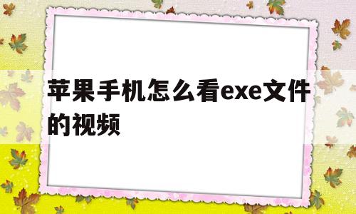 苹果手机怎么看exe文件的视频(苹果手机怎么看exe文件的视频格式)