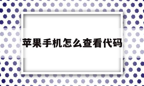 苹果手机怎么查看代码(苹果手机怎么查看代码是多少)