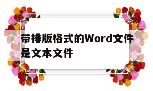 带排版格式的Word文件是文本文件(带排版格式的word文件是文本文件格式吗)