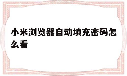 小米浏览器自动填充密码怎么看(小米浏览器自动填充密码怎么看不见)
