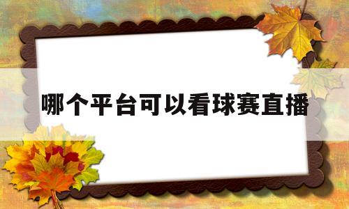 哪个平台可以看球赛直播(哪个平台可以看球赛直播视频)
