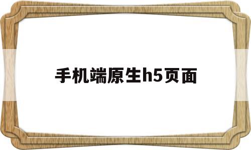 手机端原生h5页面(手机端原生h5页面用什么做)