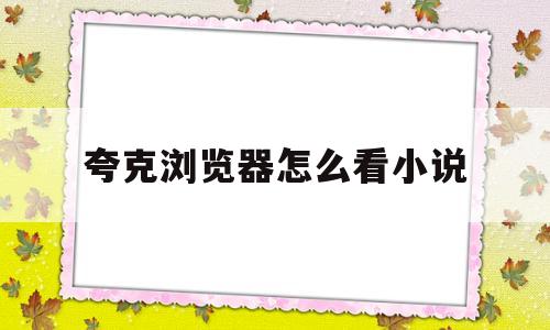 夸克浏览器怎么看小说(夸克浏览器怎么看小说po)