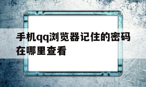 手机qq浏览器记住的密码在哪里查看(手机浏览器记住的密码在哪里查看啊)