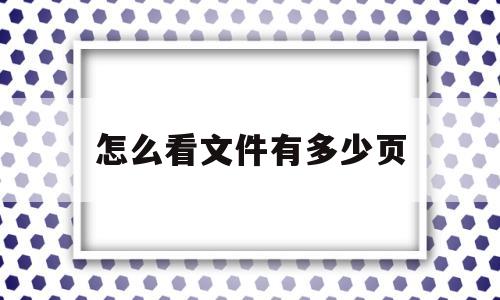怎么看文件有多少页(怎么看文件里有多少照片)