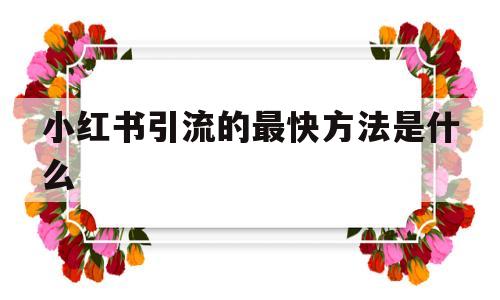 小红书引流的最快方法是什么(小红书引流的最快方法是什么2022)