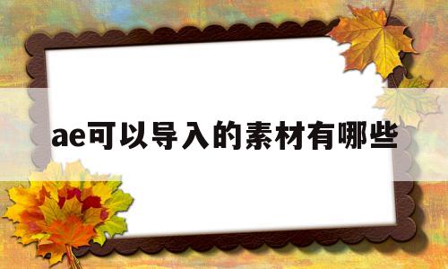 ae可以导入的素材有哪些的简单介绍