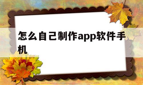 怎么自己制作app软件手机(怎么自己制作app软件手机版下载)