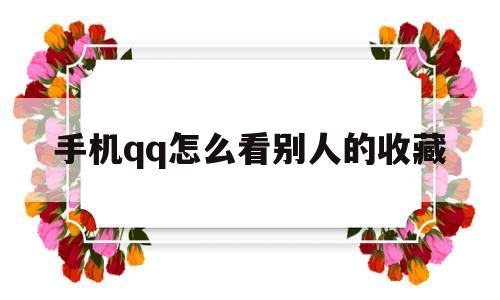 手机qq怎么看别人的收藏(手机怎么看别人的收藏空间)