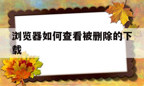浏览器如何查看被删除的下载(浏览器如何查看被删除的下载内容)