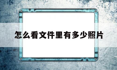 怎么看文件里有多少照片(怎么看文件夹里有多少张照片的数量)