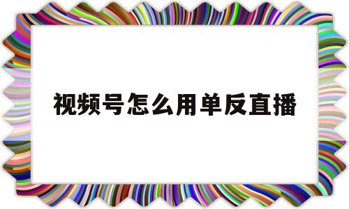 视频号怎么用单反直播(视频号怎么用摄像头直播)