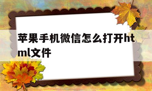 苹果手机微信怎么打开html文件(苹果手机微信怎么打开html文件管理)