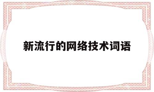新流行的网络技术词语(网络新词语有哪些2020)