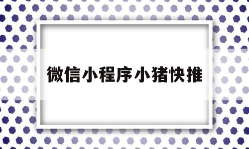 微信小程序小猪快推(微信小程序小猪快推能挣钱吗)