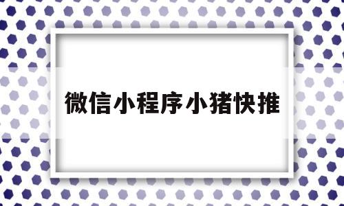 微信小程序小猪快推(微信小程序小猪快推能挣钱吗)