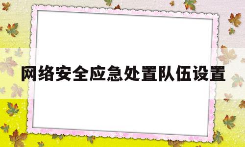 网络安全应急处置队伍设置(网络安全应急处置队伍设置情况)