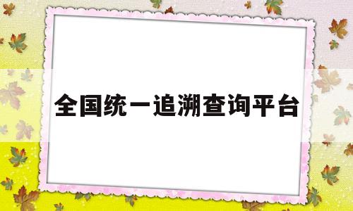 全国统一追溯查询平台(全国统一追溯查询平台药品)