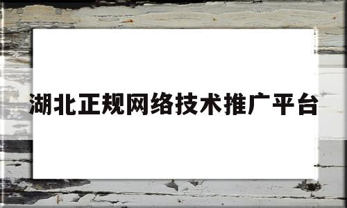 湖北正规网络技术推广平台(湖北正规网络技术推广平台官网)