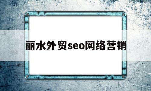 丽水外贸seo网络营销的简单介绍