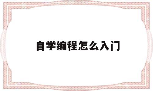 自学编程怎么入门(自学编程从哪儿入手)