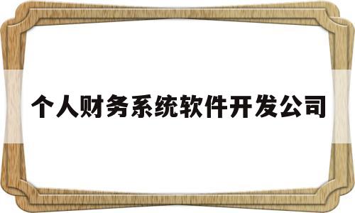 个人财务系统软件开发公司(软件开发公司财务主要做什么)