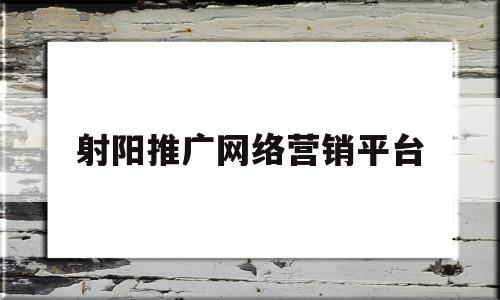 射阳推广网络营销平台(射阳推广网络营销平台招聘)
