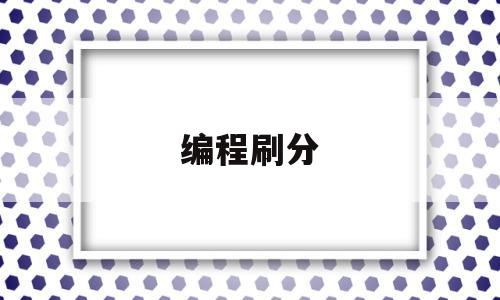 编程刷分(编程题打分系统)