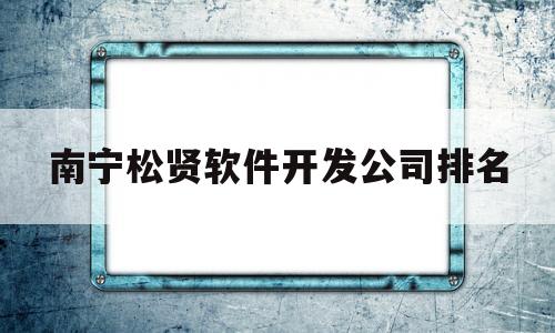 南宁松贤软件开发公司排名(南宁松贤软件开发公司排名第一)