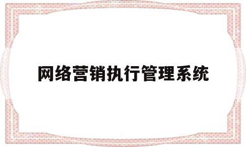 网络营销执行管理系统(网络营销执行方案怎么写)
