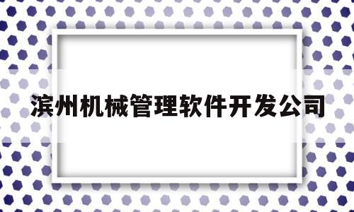 滨州机械管理软件开发公司(滨州机械管理软件开发公司有哪些)
