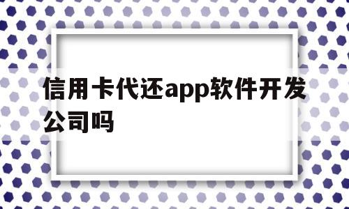 包含信用卡代还app软件开发公司吗的词条