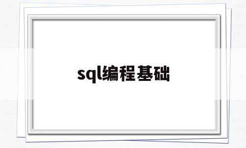 sql编程基础(sql编程软件哪个好用)