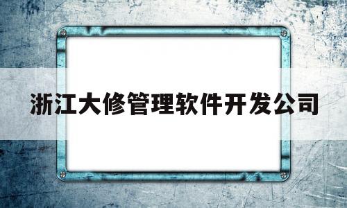 浙江大修管理软件开发公司(浙江大修管理软件开发公司有哪些)