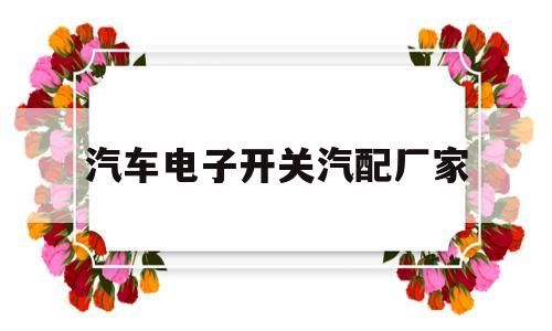 汽车电子开关汽配厂家的简单介绍