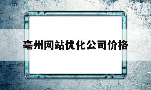亳州网站优化公司价格(网站优化公司哪家服务好)