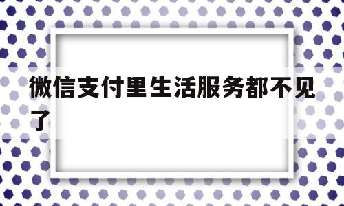 微信支付里生活服务都不见了(微信生活支付点不开)