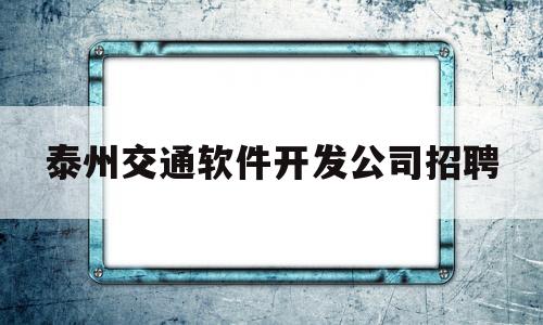 泰州交通软件开发公司招聘(泰州交通产业集团属什么企业)