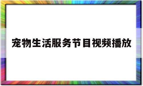宠物生活服务节目视频播放(宠物生活服务节目视频播放大全)